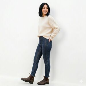 Anthropologie Pilcro High-Rise Denim Leggings Metallic Gold Shimmer Blue Size 32